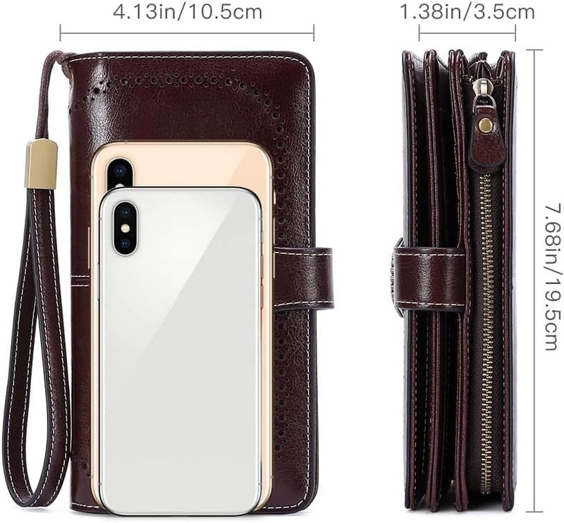 SENDEFN Wallets for Women Leather Credit Card Holder with RFID Blocking Large Capacity Wristlet | with RFID Blocking, Large Capacity, Wristlet, with RFID Blocking, Large Capacity, Wristlet - Image 5